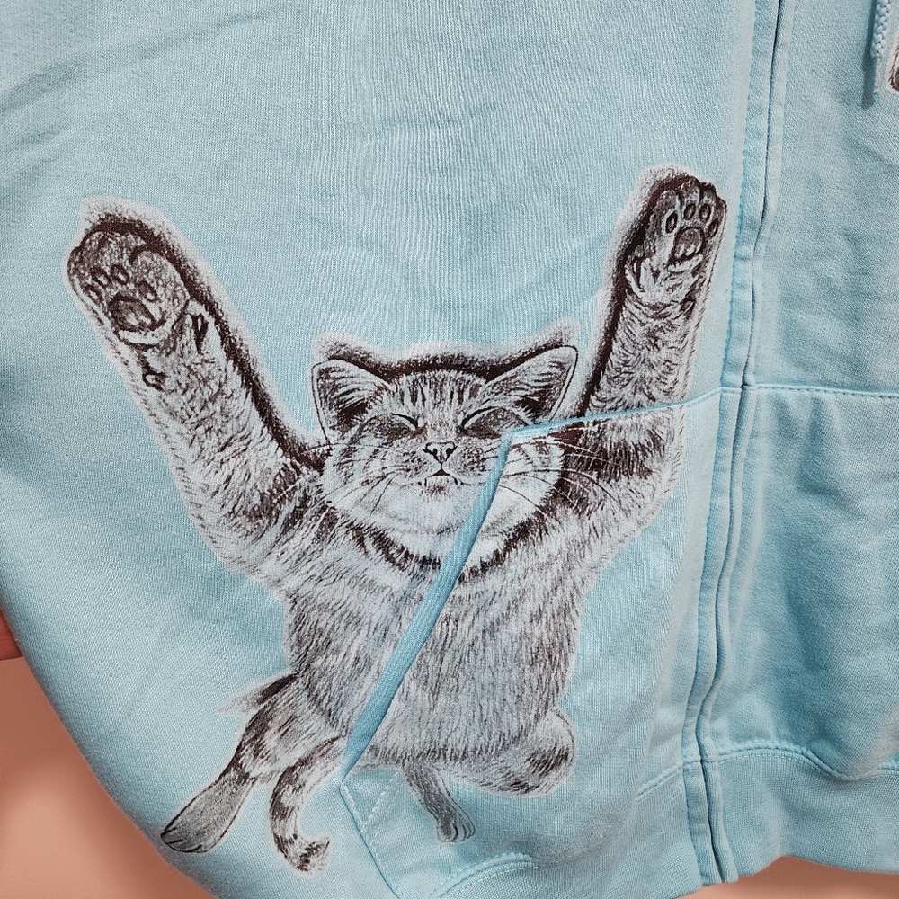 Pacific & Co sleeping cat graphic oversized full zip sweatshirt jacket size L - Picture 4 of 11